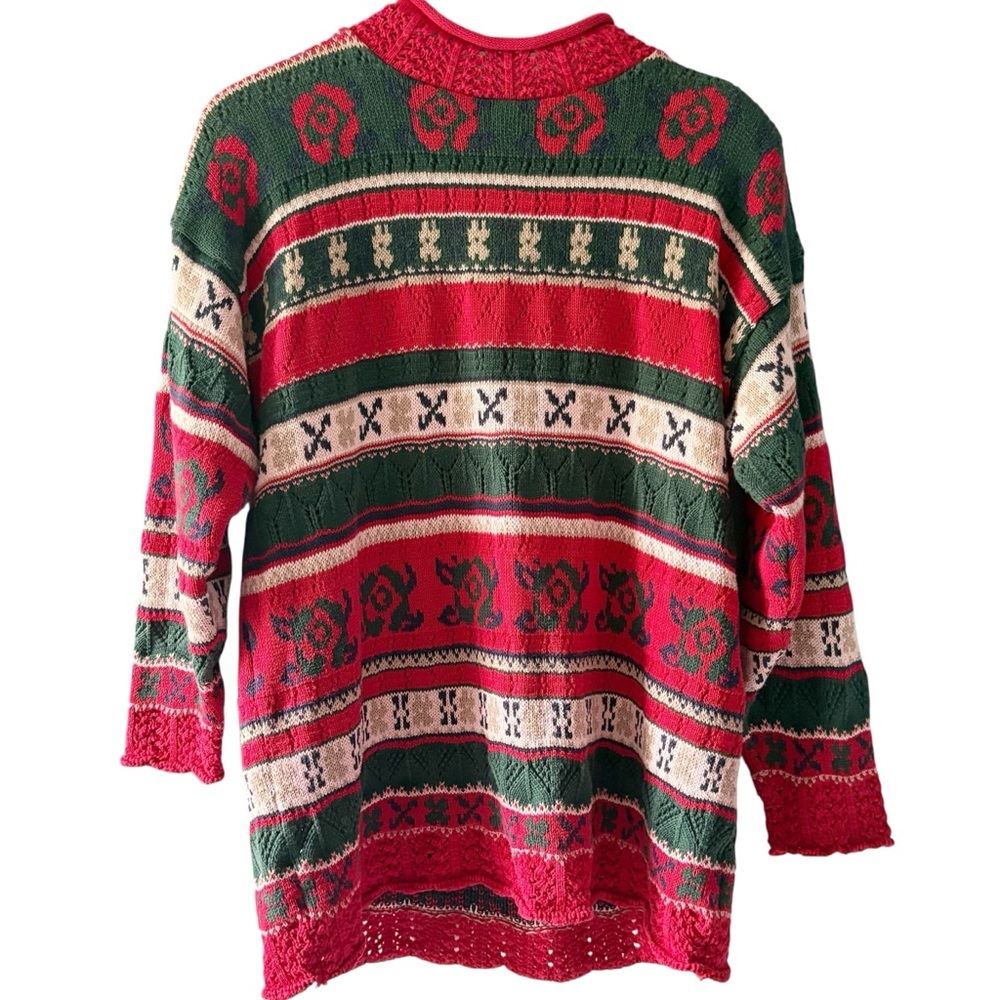 Vintage Express Tricot Women's Knit 100% Cotton Sweater Sz L Shoulder‎ pads